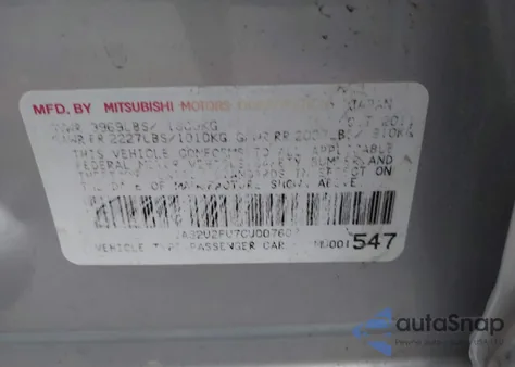 2012 Mitsubishi Lancer Es z USA, uszkodzony, nr VIN JA32U2FU7CU007607